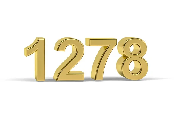 Número Dourado 1278 Ano 1278 Isolado Fundo Branco Renderização — Fotografia de Stock