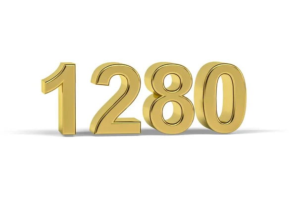 Número Dourado 1280 Ano 1280 Isolado Fundo Branco Renderização — Fotografia de Stock