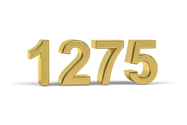 Número Dourado 1275 Ano 1275 Isolado Fundo Branco Renderização — Fotografia de Stock