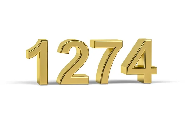 Golden Numero 1274 Anno 1274 Isolato Sfondo Bianco Rendering — Foto Stock