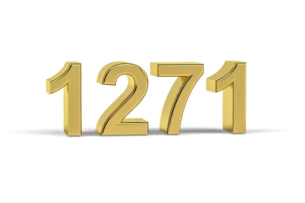 Golden Number 1271 Year 1271 Isolated White Background Render — Stock Photo, Image