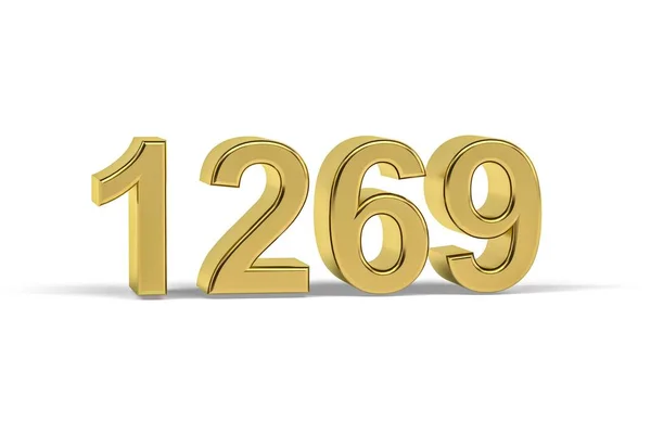 Número Dourado 1269 Ano 1269 Isolado Fundo Branco Renderização — Fotografia de Stock