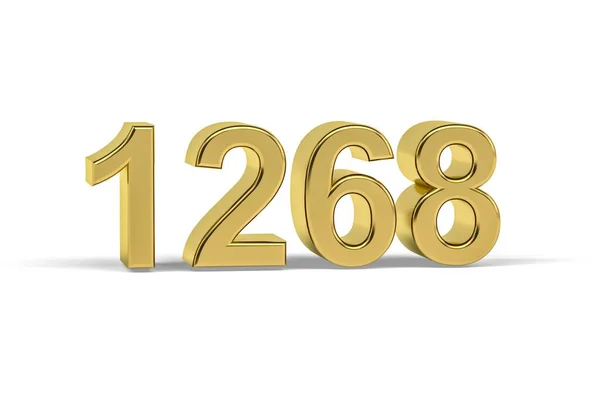 Golden Number 1268 Year 1268 Isolated White Background Render — Stock Photo, Image