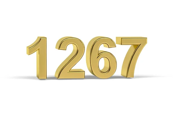 Zlaté Číslo 1267 Rok 1267 Izolované Bílém Pozadí Vykreslení — Stock fotografie