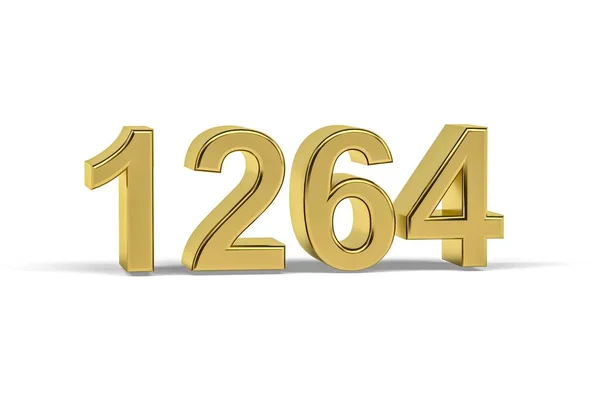 Golden Number 1264 Jaar 1264 Geïsoleerd Witte Achtergrond Render — Stockfoto