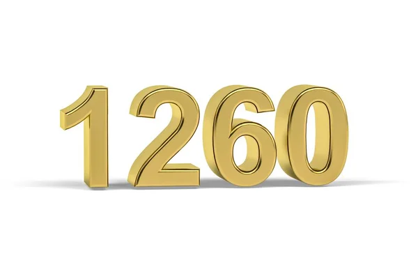 Goldene Zahl 1260 Jahreszahl 1260 Isoliert Auf Weißem Hintergrund Renderer — Stockfoto