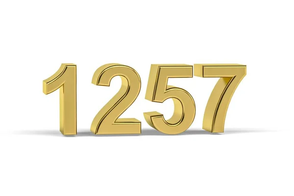 Golden Number 1257 Year 1257 Isolated White Background Render — Stock Photo, Image