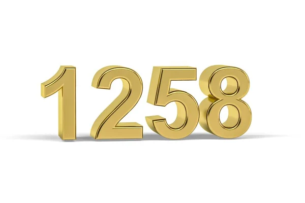 Número Dourado 1258 Ano 1258 Isolado Fundo Branco Renderização — Fotografia de Stock