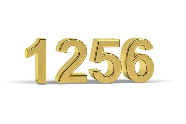 Goldene Zahl 1256 Jahreszahl 1256 Isoliert Auf Weißem Hintergrund Renderer — Stockfoto
