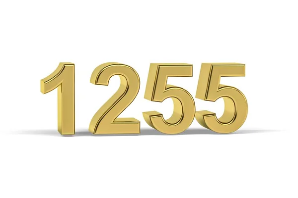 Золотое Трехмерное Число 1255 Год 1255 Изолирован Белом Фоне Трехмерное — стоковое фото