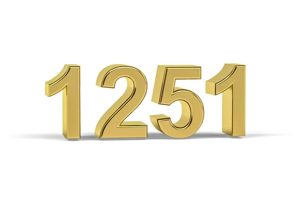 Золотое Трехмерное Число 1251 Год 1251 Изолирован Белом Фоне Трехмерное — стоковое фото