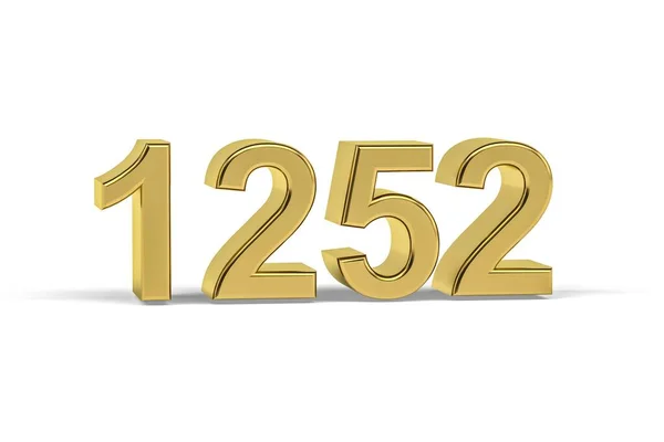 Golden Number 1252 Jaar 1252 Geïsoleerd Witte Achtergrond Render — Stockfoto