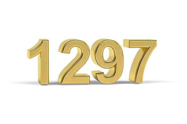 Golden Number 1297 Jaar 1297 Geïsoleerd Witte Achtergrond Render — Stockfoto