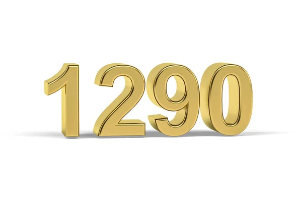 金色3D号1290 1290年分离于白色背景 3D渲染 — 图库照片