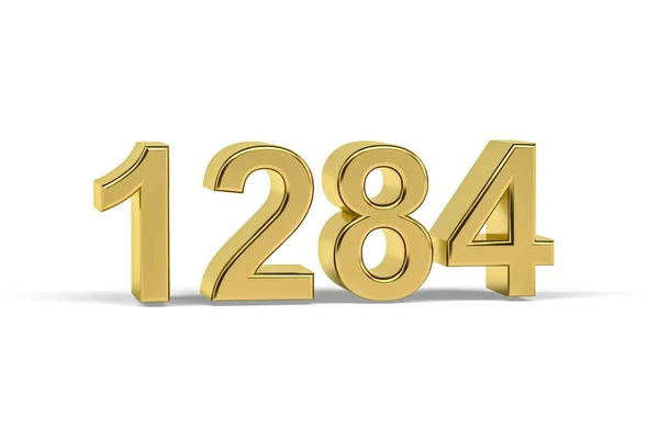 Golden Number 1284 Year 1284 Isolated White Background Render — 图库照片