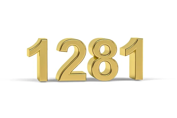 Golden Number 1281 Jaar 1281 Geïsoleerd Witte Achtergrond Render — Stockfoto