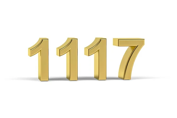 Zlaté Číslo 1117 Rok 1117 Izolované Bílém Pozadí Vykreslení — Stock fotografie