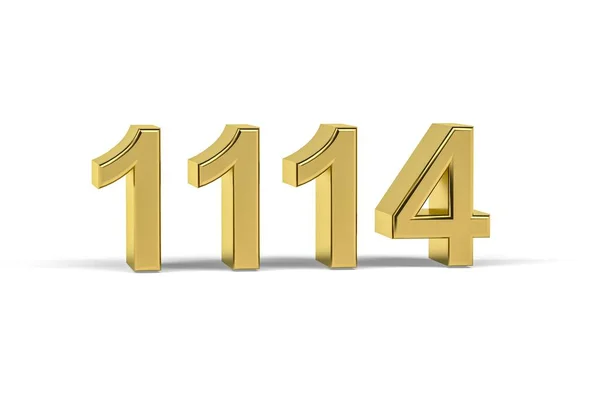 Número Oro 1114 Año 1114 Aislado Sobre Fondo Blanco Render —  Fotos de Stock