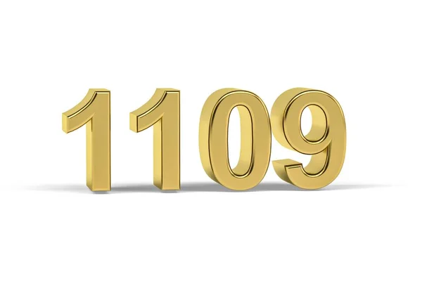 Golden Nummer 1109 1109 Isolerad Vit Bakgrund Render — Stockfoto