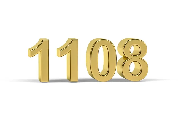 Золотое Трехмерное Число 1108 Год 1108 Выделенный Белом Фоне Трехмерное — стоковое фото