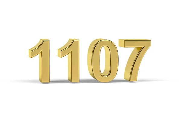 Numéro Doré 1107 1107 Isolé Sur Fond Blanc Rendu — Photo
