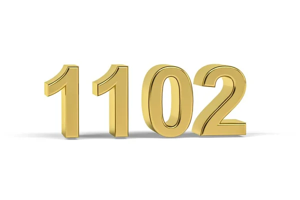 Golden Nummer 1102 1102 Isolerad Vit Bakgrund Render — Stockfoto