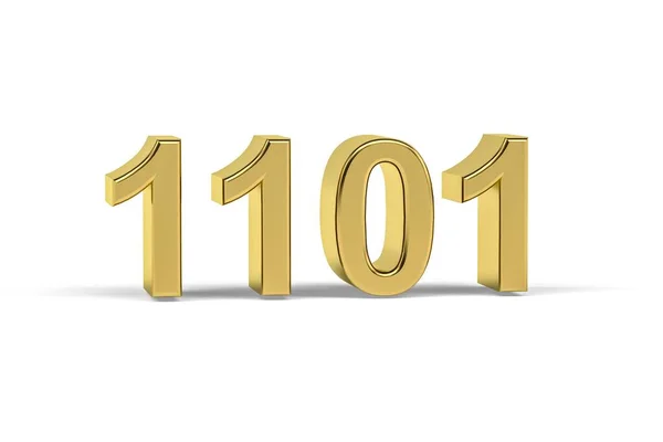 Golden Nummer 1101 1101 Isolerad Vit Bakgrund Render — Stockfoto