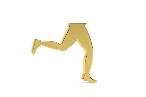 Значок Золотая Трехмерная Нога Белом Фоне Рендеринг — стоковое фото