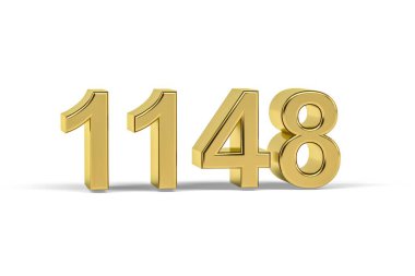 Altın 3D numara 1148 - 1148 Yılı Beyaz zemin üzerinde izole edilmiş - 3D görüntüleme