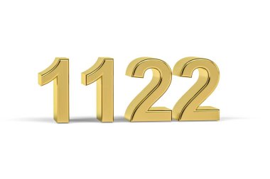 Altın 3D numara 1122 - 1122 Yılı Beyaz zemin üzerinde izole edilmiş - 3D oluşturma