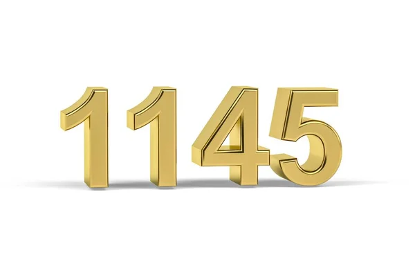 Número Dourado 1145 Ano 1145 Isolado Fundo Branco Renderização — Fotografia de Stock