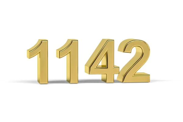 Gyllene Nummer 1142 1142 Isolerad Vit Bakgrund Render — Stockfoto