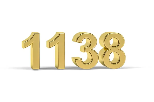 Gyllene Nummer 1138 1138 Isolerad Vit Bakgrund Render — Stockfoto