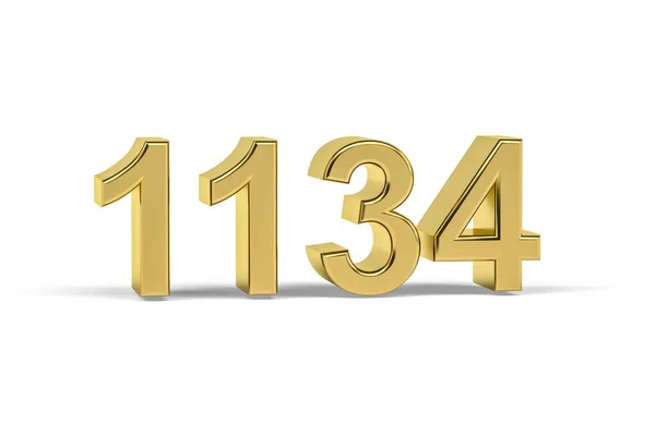 Golden Number 1134 Year 1134 Isolated White Background Render — Stock Photo, Image