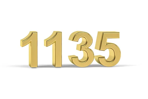 Número Oro 1135 Año 1135 Aislado Sobre Fondo Blanco Render — Foto de Stock