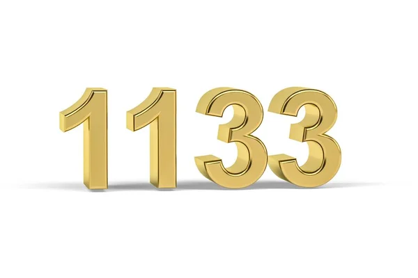 Número Dourado 1133 Ano 1133 Isolado Fundo Branco Renderização — Fotografia de Stock