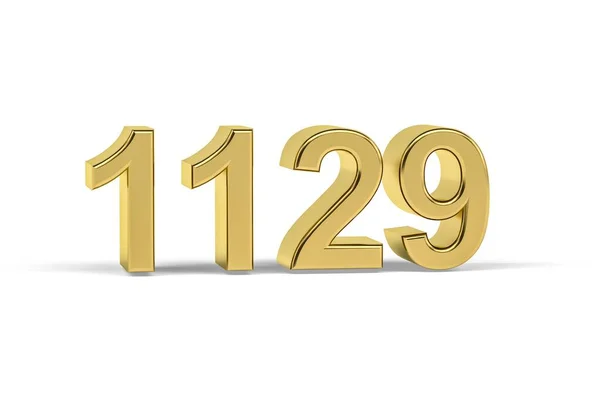 Goldene Zahl 1129 Jahr 1129 Isoliert Auf Weißem Hintergrund Renderer — Stockfoto