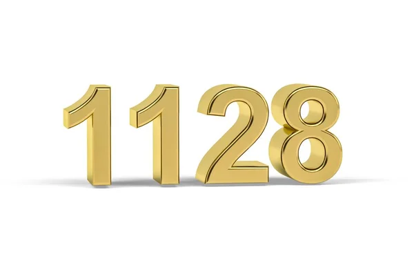 Número Dourado 1128 Ano 1128 Isolado Fundo Branco Renderização — Fotografia de Stock