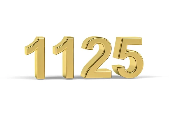 Golden Number 1125 Jaar 1125 Geïsoleerd Witte Achtergrond Render — Stockfoto