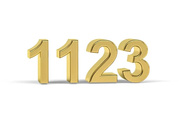 Número Dourado 1123 Ano 1123 Isolado Fundo Branco Renderização — Fotografia de Stock