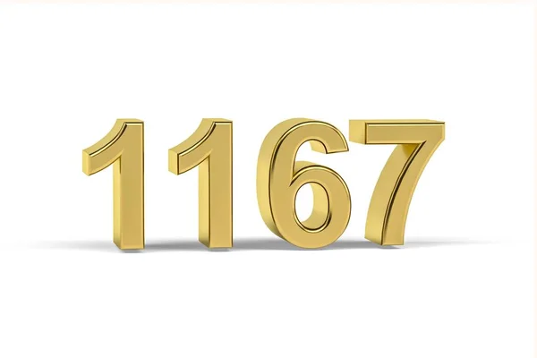 Golden Number 1167 Jaar 1167 Geïsoleerd Witte Achtergrond Render — Stockfoto