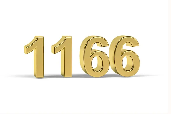 Zlaté Číslo 1166 Rok 1166 Izolované Bílém Pozadí Vykreslení — Stock fotografie