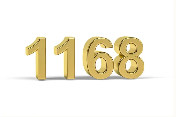 Golden Nummer 1168 1168 Isolerad Vit Bakgrund Render — Stockfoto