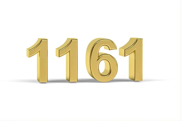Número Dourado 1161 Ano 1161 Isolado Fundo Branco Renderização — Fotografia de Stock