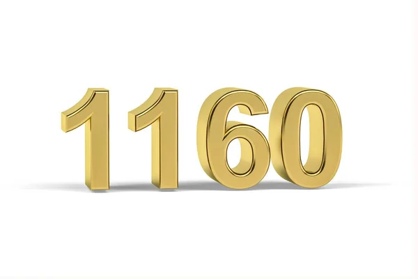 Golden Nummer 1160 1160 Isolerad Vit Bakgrund Render — Stockfoto
