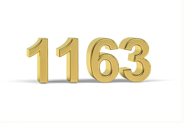 Goldene Zahl 1163 Jahr 1163 Isoliert Auf Weißem Hintergrund Renderer — Stockfoto