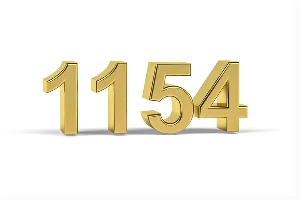 Zlaté Číslo 1154 Rok 1154 Izolované Bílém Pozadí Vykreslení — Stock fotografie