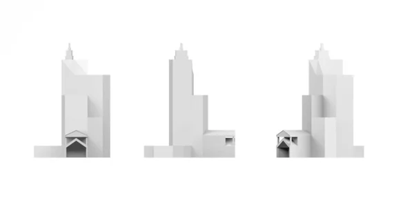 City Building Mockup Bílém Pozadí Vykreslování Kopírovací Prostor — Stock fotografie