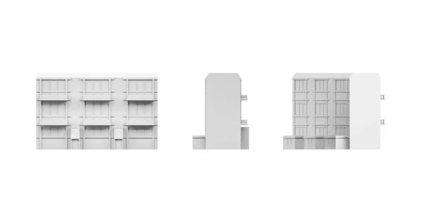 Modello Costruzione Della Città Sfondo Bianco Rendering Spazio Copia — Foto Stock