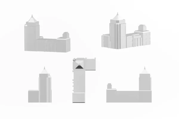 Beyaz Arkaplan Üzerindeki Şehir Binası Modeli Oluşturma Boşluğu Kopyala — Stok fotoğraf